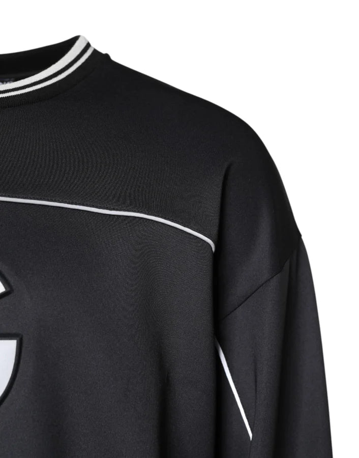 Dolce &amp; Gabbana Black Logo Polyester Crew Neck Men Pullover Sweater