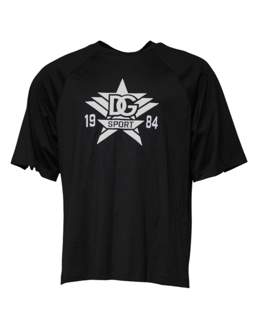 Dolce &amp; Gabbana Black Logo Print Cotton Crew Neck T-shirt