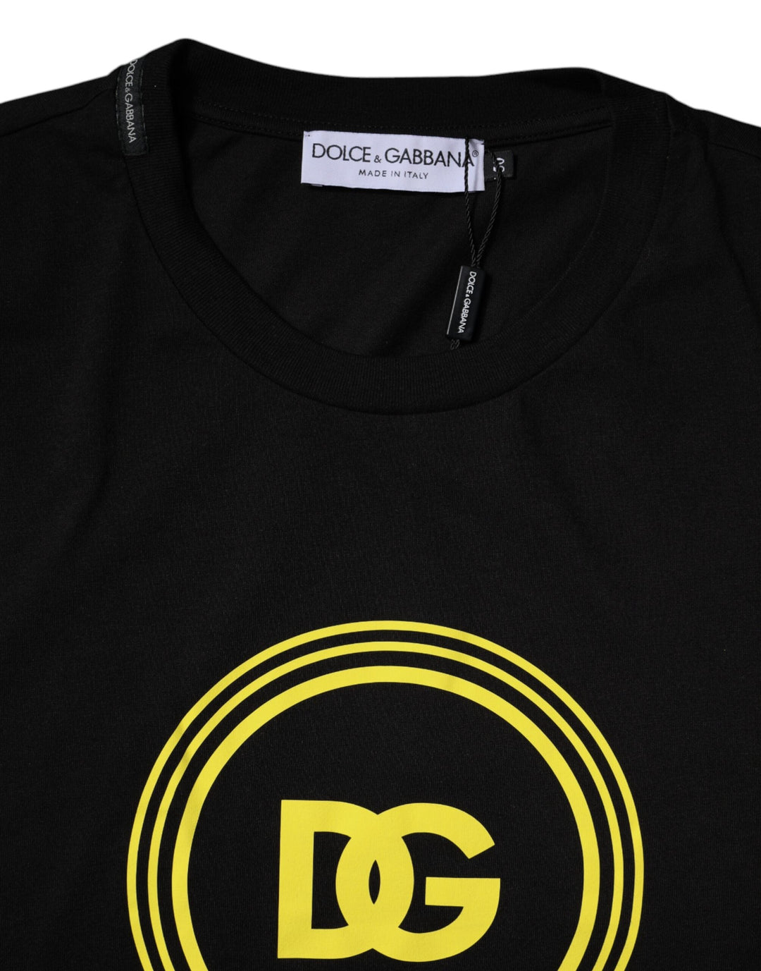 Dolce &amp; Gabbana Black Logo Print Cotton Crew Neck T-shirt