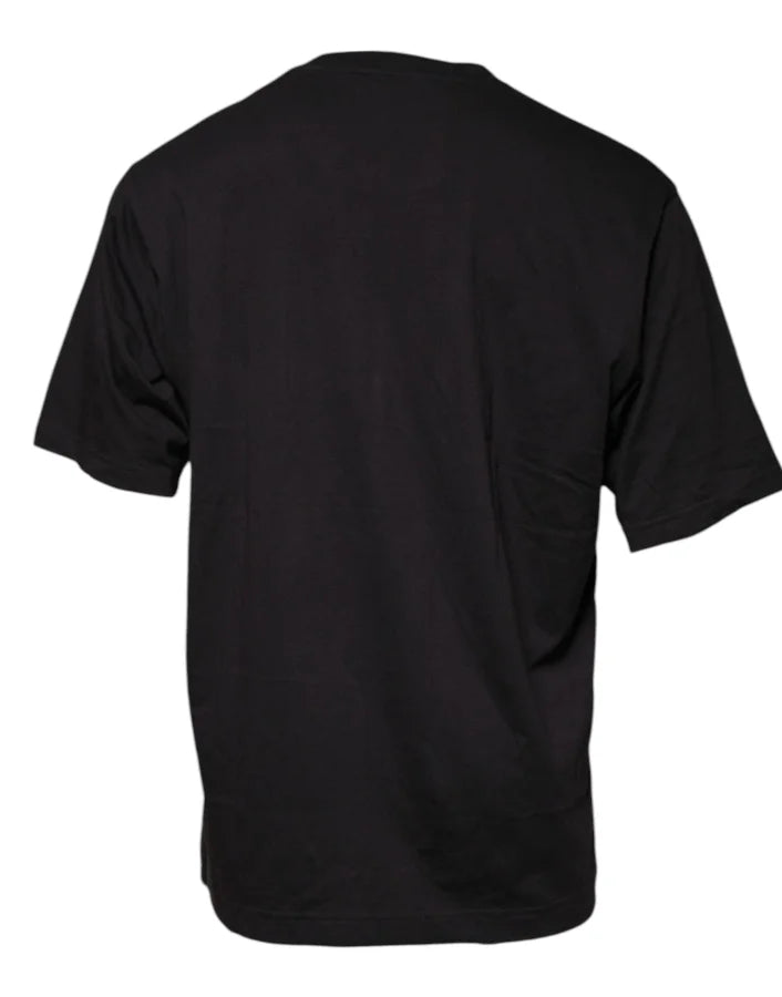 Dolce &amp; Gabbana Black Logo Print Cotton Crew Neck T-shirt