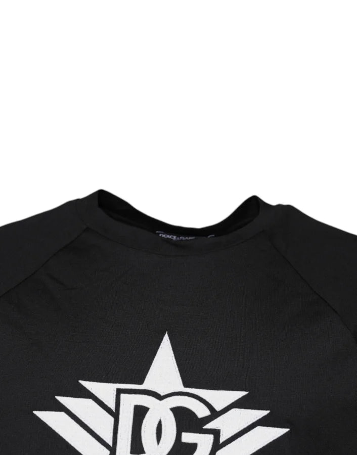 Dolce &amp; Gabbana Black Logo Print Cotton Crew Neck T-shirt
