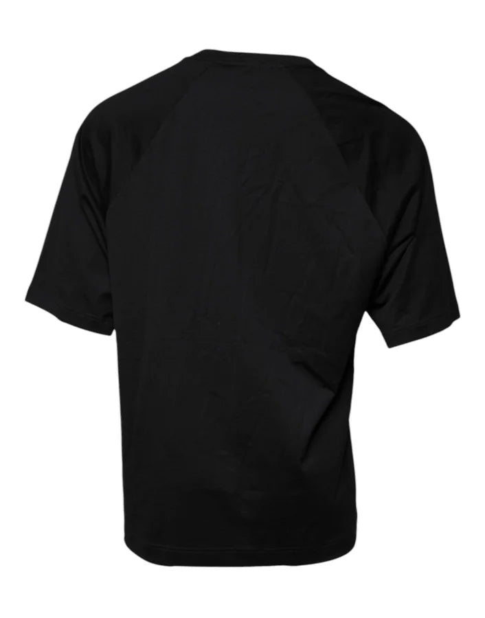 Dolce &amp; Gabbana Black Logo Print Cotton Crew Neck T-shirt