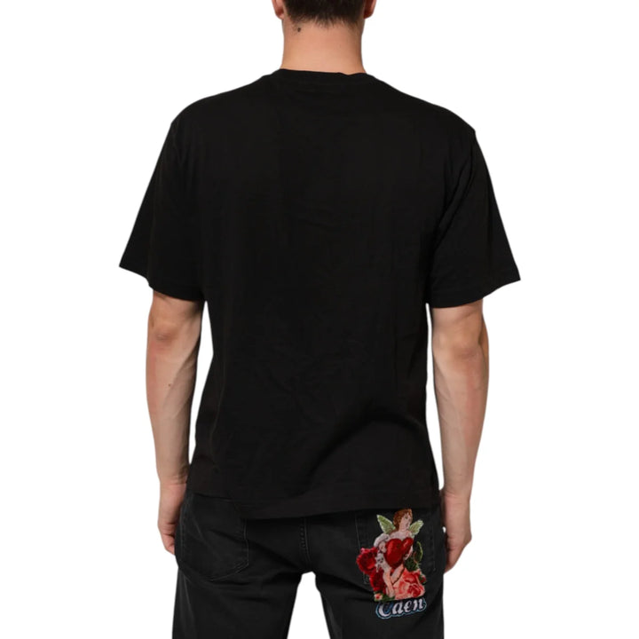 Dolce &amp; Gabbana Black Logo Print Cotton Crew Neck T-shirt