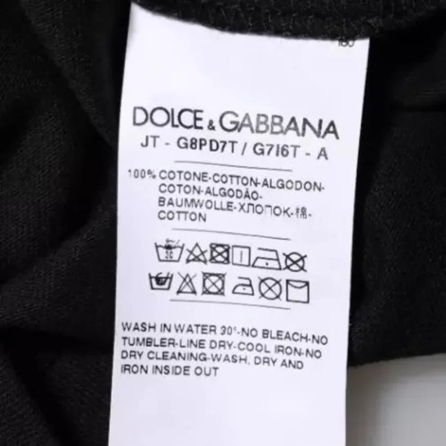Dolce &amp; Gabbana Black Logo Print Cotton Crew Neck T-shirt