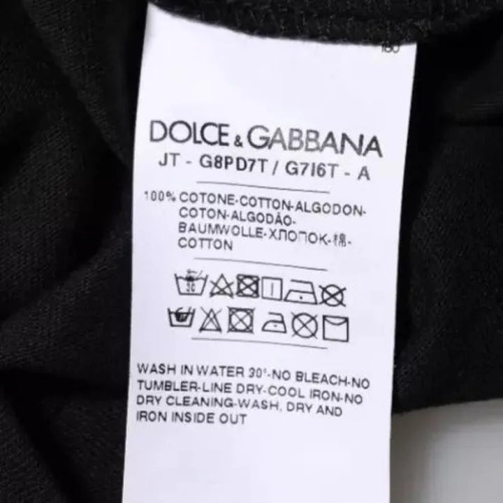 Dolce &amp; Gabbana Black Logo Print Cotton Crew Neck T-shirt