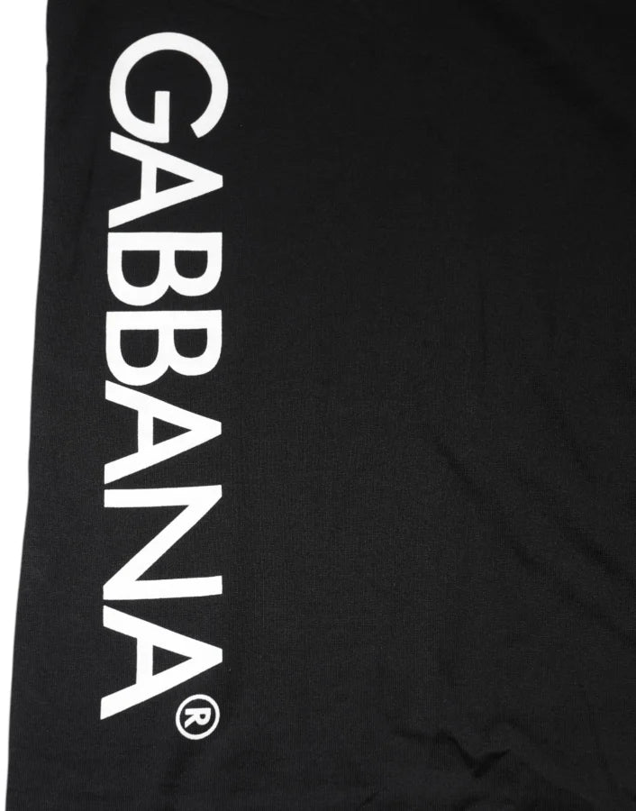 Dolce &amp; Gabbana Black Logo Print Cotton Men Crew Neck T-shirt