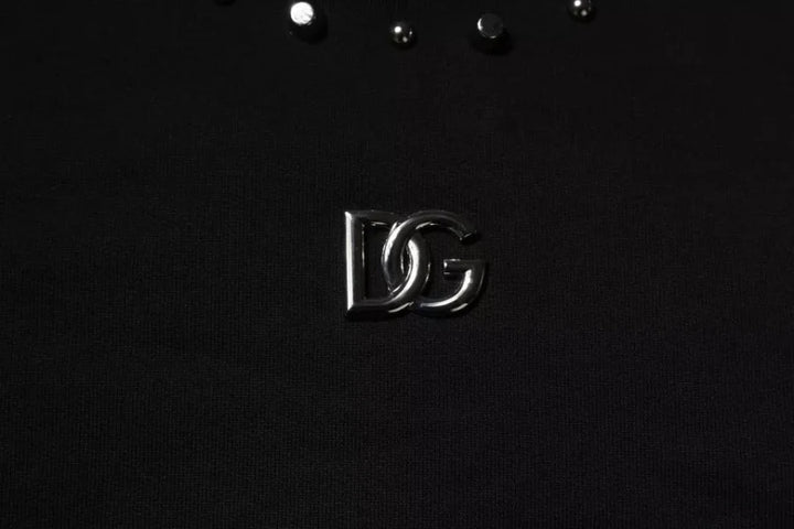 Dolce &amp; Gabbana Black Logo Stud Pullover Sweatshirt Sweater