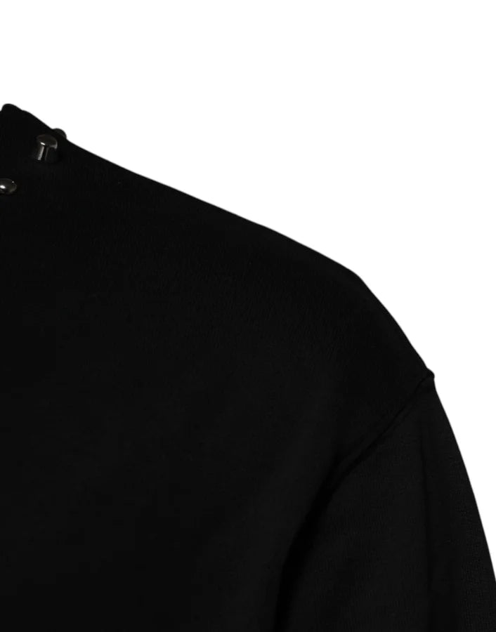 Dolce &amp; Gabbana Black Logo Stud Pullover Sweatshirt Sweater
