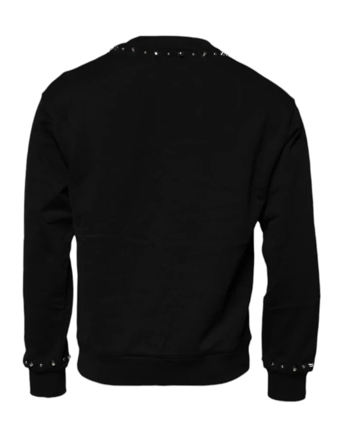 Dolce &amp; Gabbana Black Logo Stud Pullover Sweatshirt Sweater