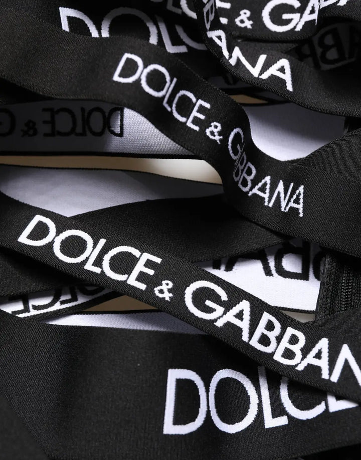 Dolce &amp; Gabbana Black Logo Tape Cut Out Skinny High Waist Pants