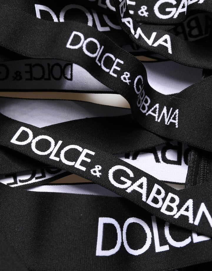 Dolce &amp; Gabbana Black Logo Tape Cut out Skinny High Waist Pants