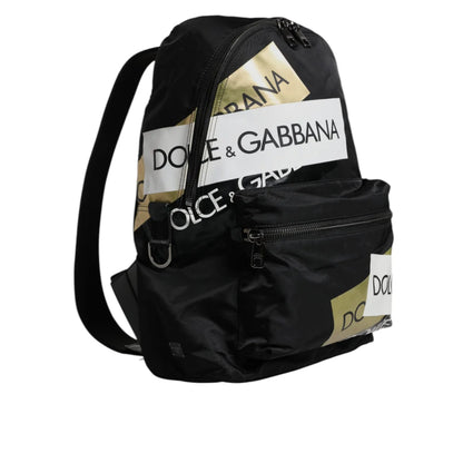 Dolce & Gabbana Black Logo Tape Polyamide Backpack for Men