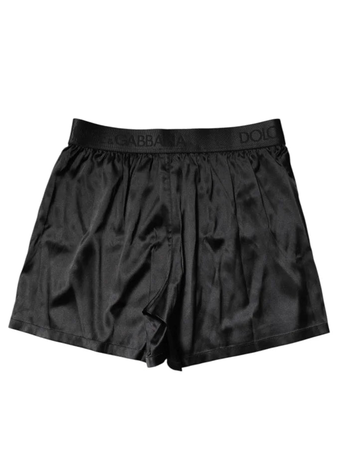 Dolce &amp; Gabbana Black Logo Waist Regular Boxer Shorts Underwear