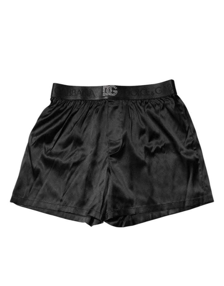 Dolce &amp; Gabbana Black Logo Waist Regular Boxer Shorts Underwear