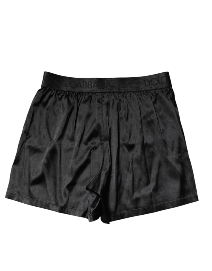Dolce &amp; Gabbana Black Logo Waist Regular Boxer Shorts Underwear