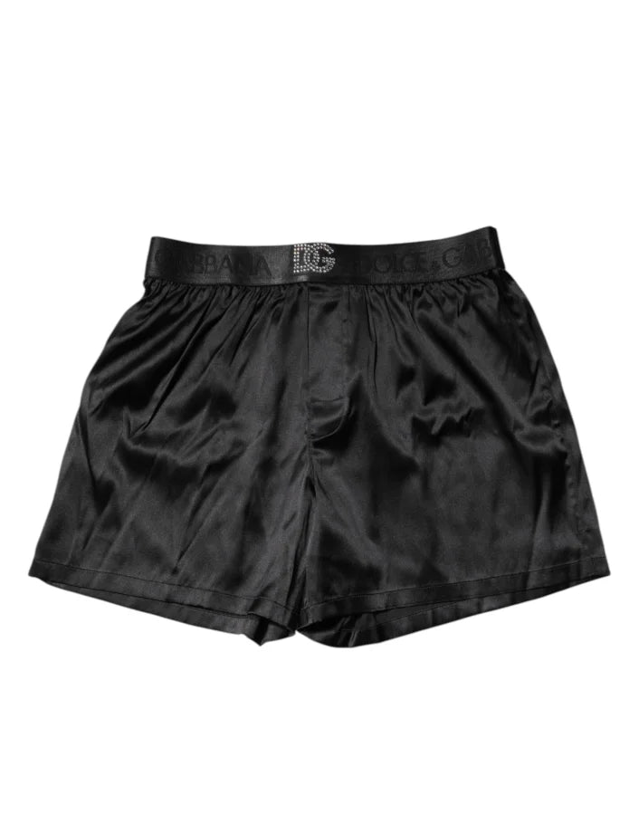 Dolce &amp; Gabbana Black Logo Waist Regular Boxer Shorts Underwear