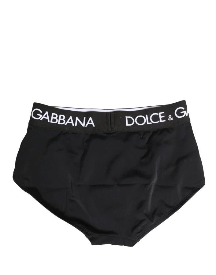 Dolce &amp; Gabbana Black Logo Waistband Coulotte Panty Underwear