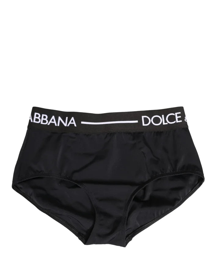 Dolce &amp; Gabbana Black Logo Waistband Coulotte Panty Underwear