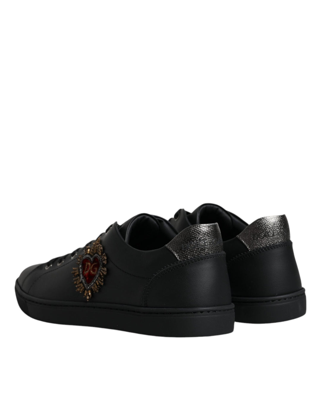 Dolce &amp; Gabbana Black London Sacred Heart Men Sneakers Shoes