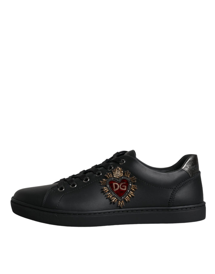 Dolce &amp; Gabbana Black London Sacred Heart Men Sneakers Shoes