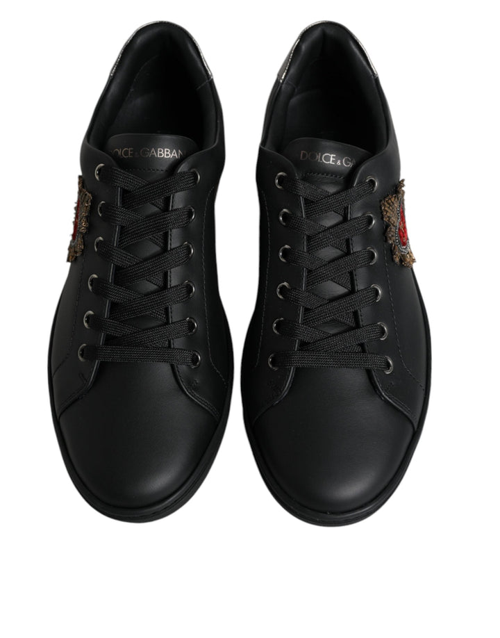 Dolce &amp; Gabbana Black London Sacred Heart Men Sneakers Shoes