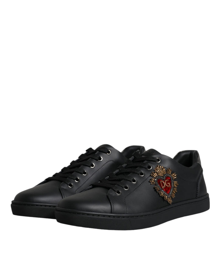 Dolce &amp; Gabbana Black London Sacred Heart Men Sneakers Shoes