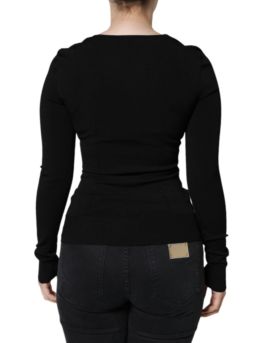 Dolce &amp; Gabbana - Black Long Sleeves Blouse Square Neck Top