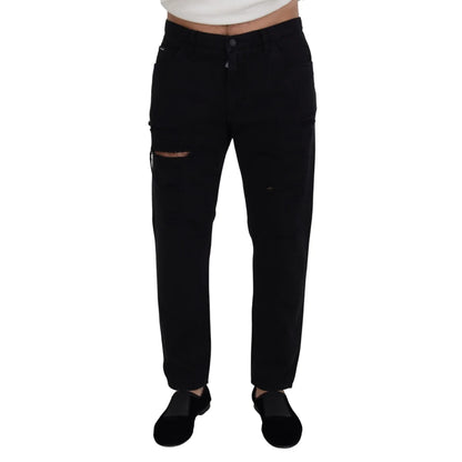 Dolce & Gabbana Black Loose Regular Torn Cotton Jeans