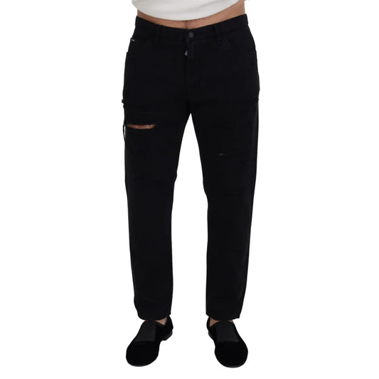 Dolce & Gabbana Black Loose Regular Torn Cotton Jeans