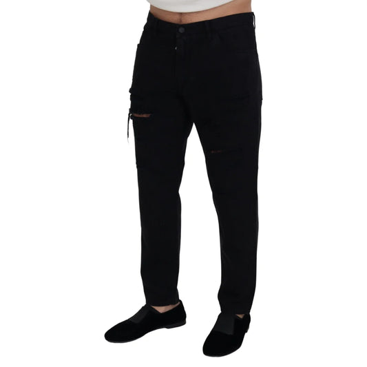 Dolce & Gabbana Black Loose Regular Torn Cotton Jeans