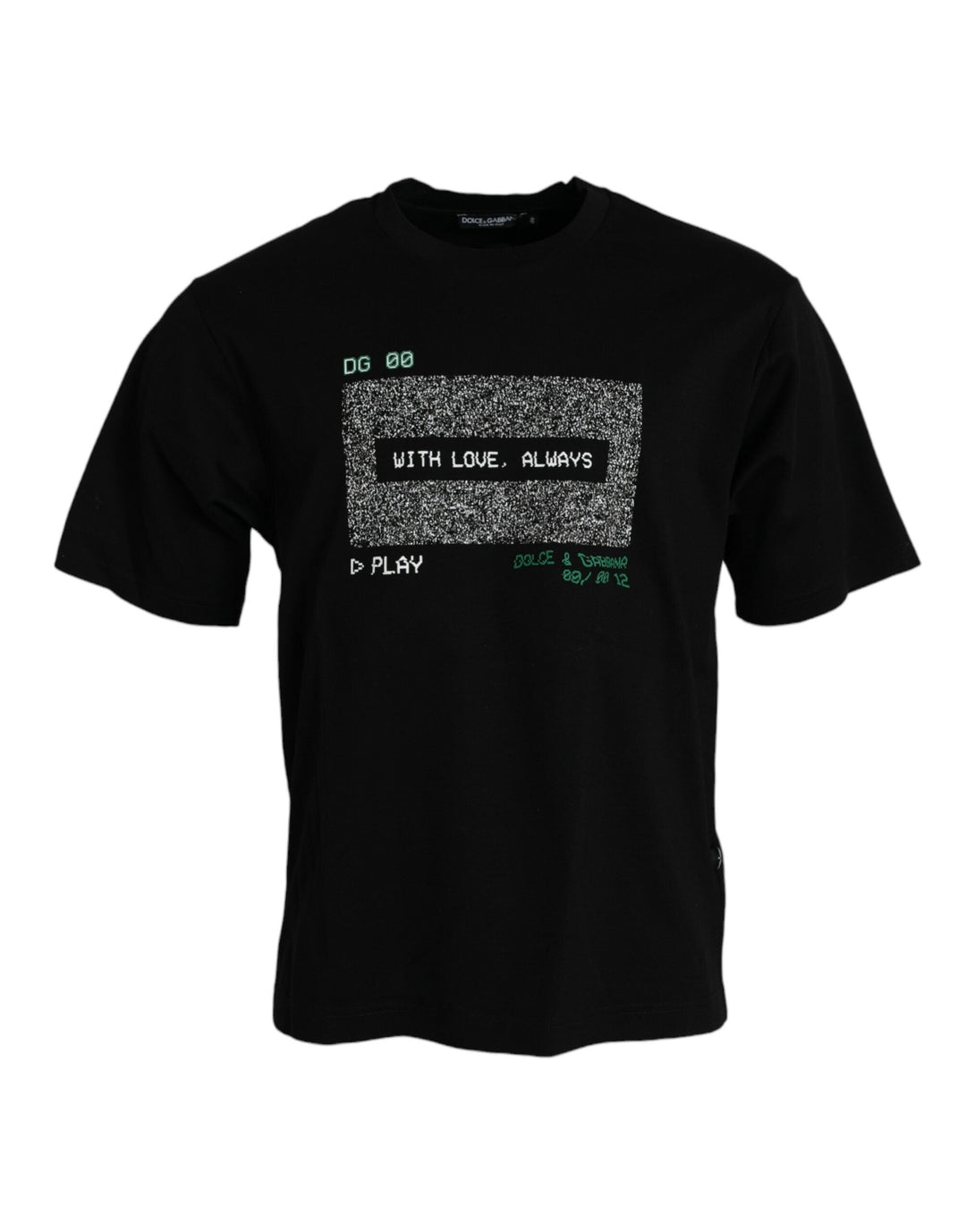 Dolce &amp; Gabbana Black with Love Always Crew Neck Top T-shirt