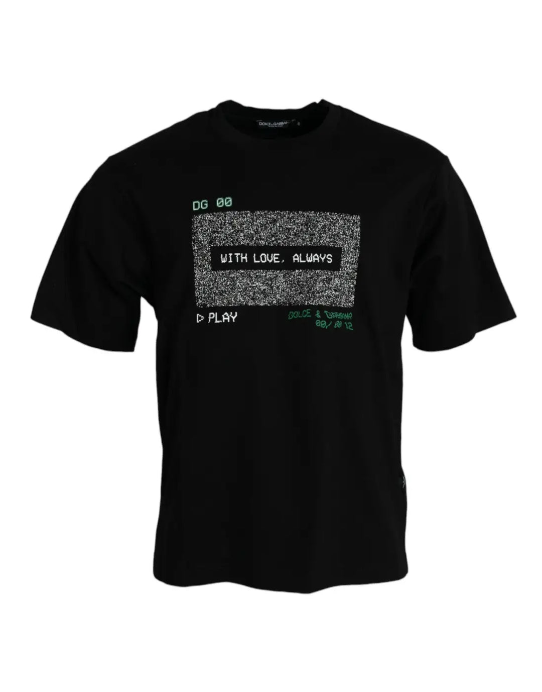 Dolce &amp; Gabbana Black With Love Always Crew Neck Top T-shirt