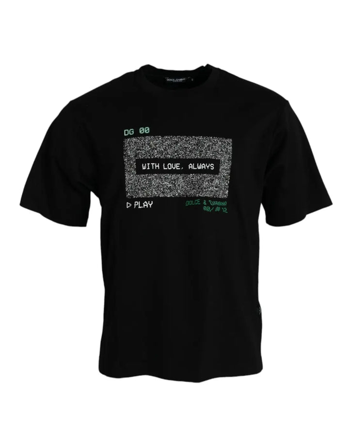Dolce &amp; Gabbana Black With Love Always Crew Neck Top T-shirt