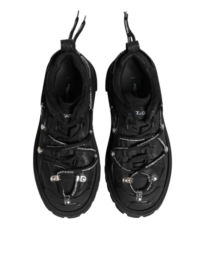 Dolce &amp; Gabbana Black Low Top Lace Up Trekking Sneakers Shoes