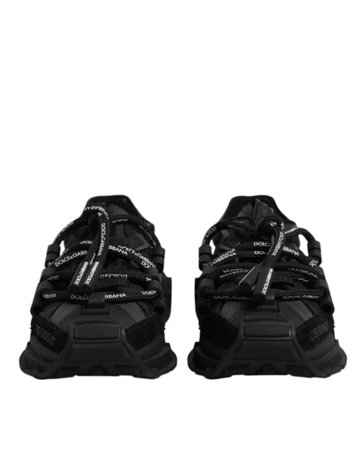Dolce &amp; Gabbana Black Low Top Space Lace Up Sneakers Shoes