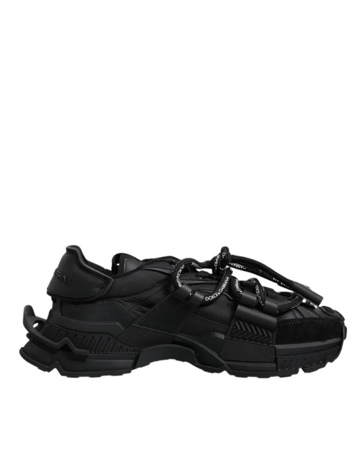 Dolce &amp; Gabbana Black Low Top Space Lace Up Sneakers Shoes