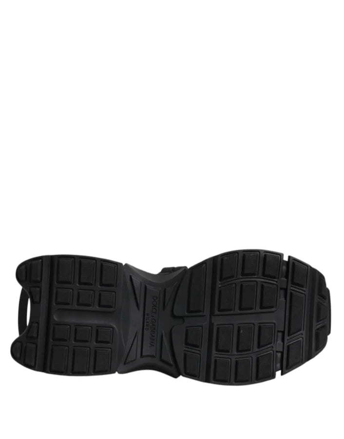 Dolce &amp; Gabbana Black Low Top Space Lace Up Sneakers Shoes