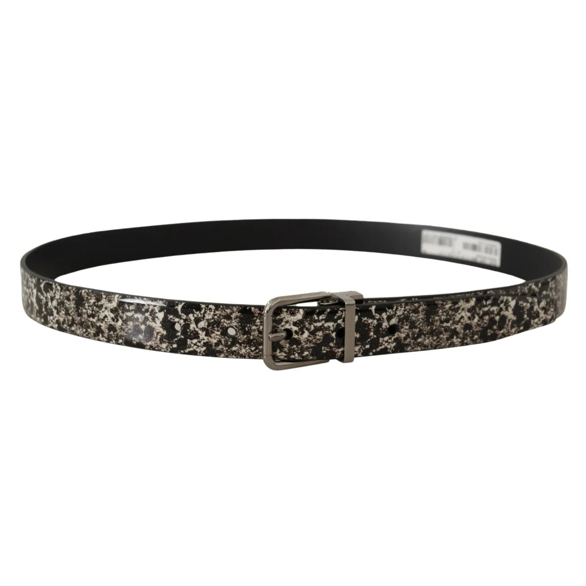 Dolce Gabbana Black Marble Print Leather Belt Sensation &
