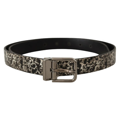 Dolce Gabbana Black Marble Print Leather Belt Sensation &