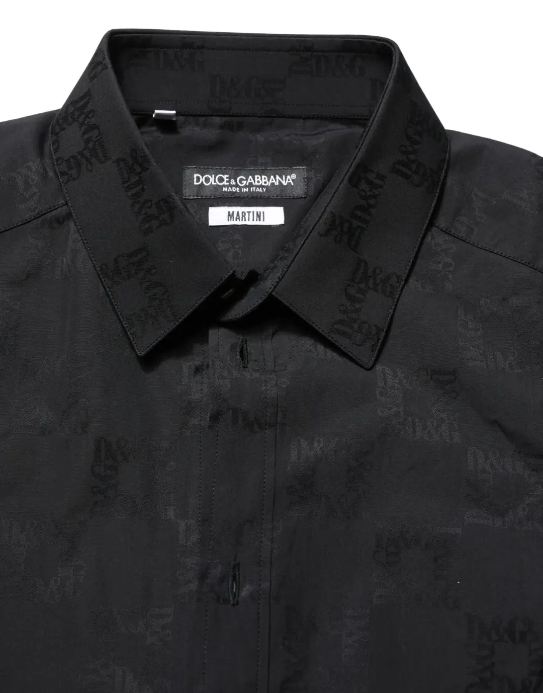 Dolce &amp; Gabbana Black MARTINI Cotton Slim Dress Formal Shirt