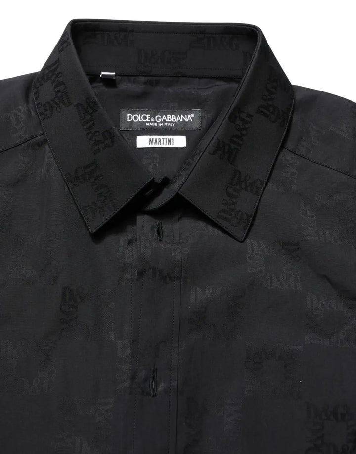 Dolce &amp; Gabbana Black MARTINI Cotton Slim Dress Formal Shirt