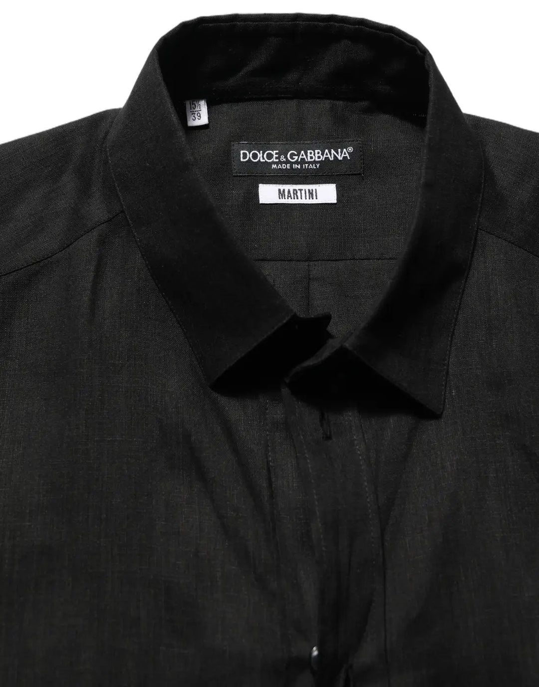 Dolce &amp; Gabbana Black MARTINI Long Sleeves Linen Dess Shirt