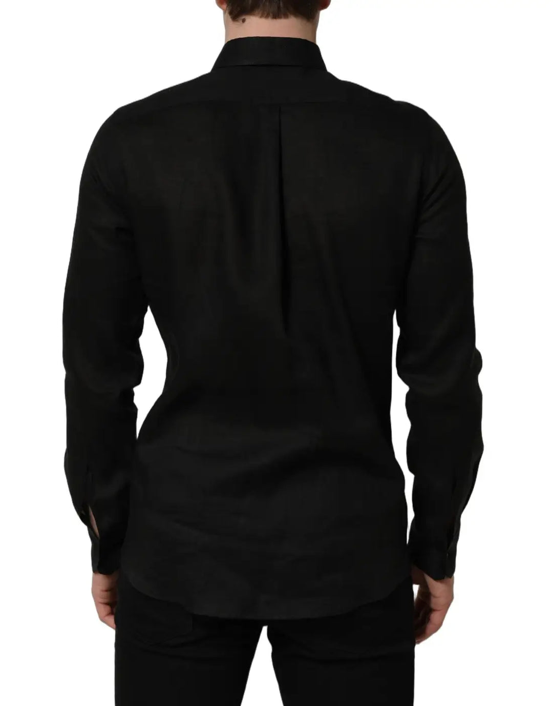 Dolce &amp; Gabbana Black MARTINI Long Sleeves Linen Dess Shirt