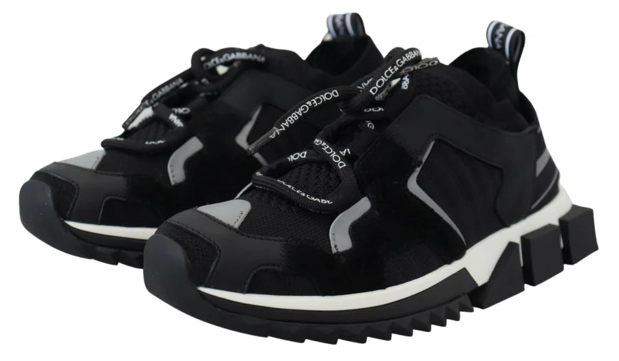 Dolce &amp; Gabbana Black Mesh Sorrento Trekking Sneakers Shoes