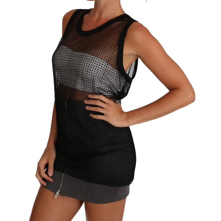 Dolce & Gabbana Black Mesh Transparent Blouse T-shirt