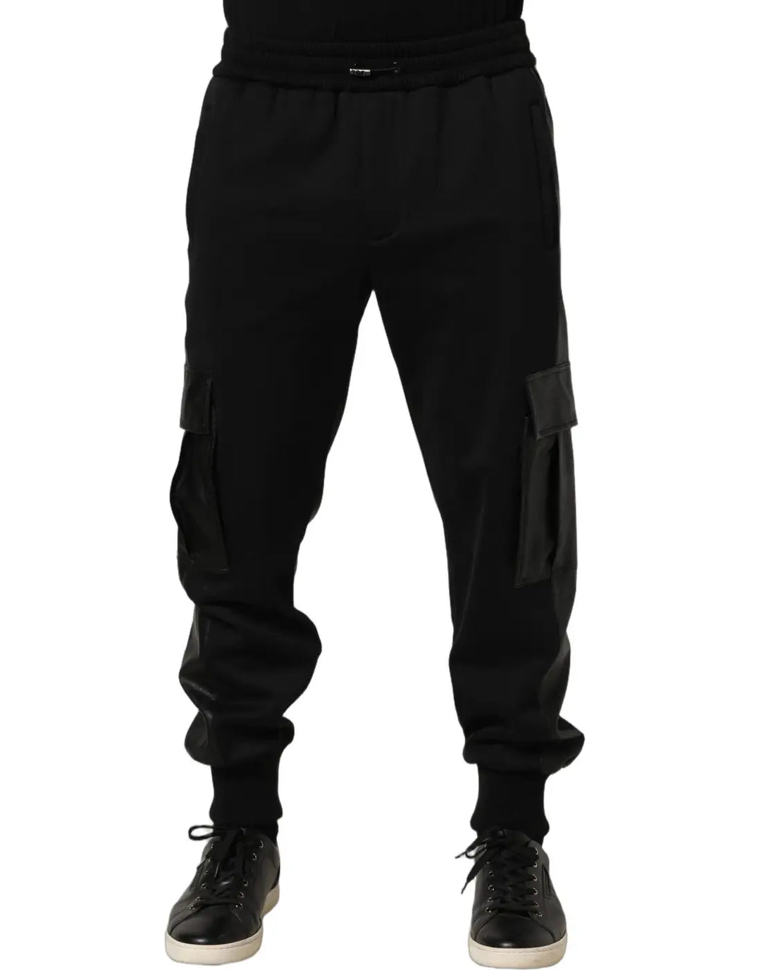 Dolce &amp; Gabbana Black Mid Waist Cargo Jogger Sweatpants Pants