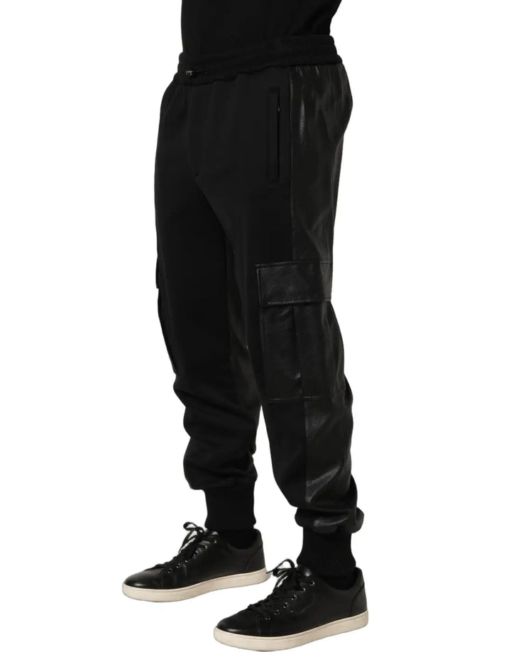 Dolce &amp; Gabbana Black Mid Waist Cargo Jogger Sweatpants Pants