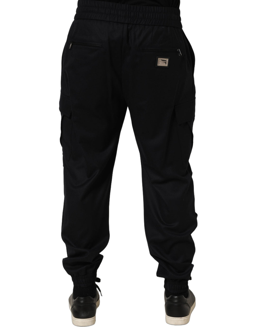 Dolce &amp; Gabbana Black Mid Waist Cargo Jogger Sweatpants Pants