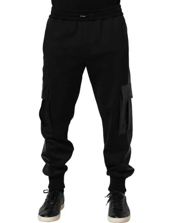 Dolce & Gabbana Black Mid Waist Cargo Jogger Sweatpants Pants