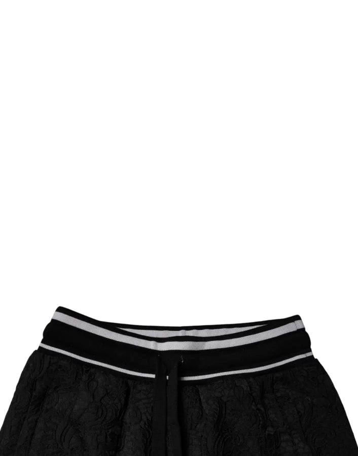 Dolce &amp; Gabbana Black Mid Waist Jogger Men Sweatpants Pants